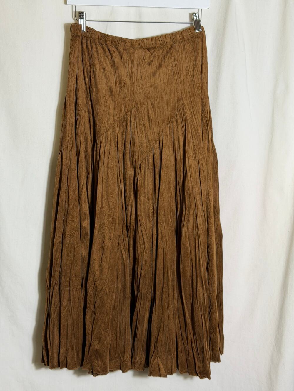Coldwater Creek Brown Crushed Velvet Maxi Skirt Medium Boho Prairie Cottagecore
